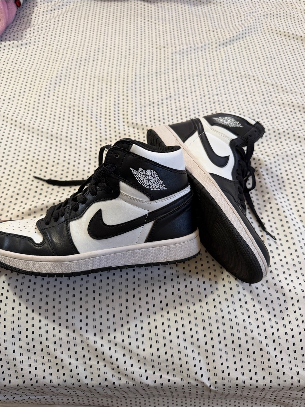 Nike Air Jordan 1 Mid Black & White Leather Sneakers
